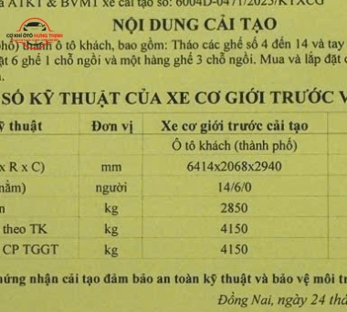 Nghiệm thu và đăng kiểm ra đăng kiểm mới và giấy cải tạo