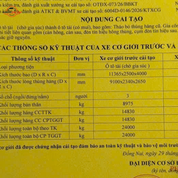 Nghiệm thu và đăng kiểm ra đăng kiểm mới và giấy cải tạo